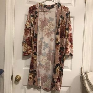 One Clothing cardigan velvet floral flowers